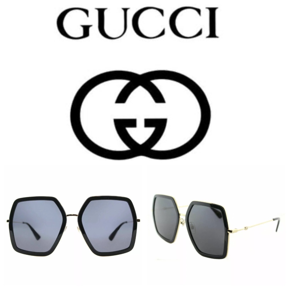 SOLD❌GUCCI WOMEN SQUARE OVERSIZE BLACK SUNGLASSES - Picture 1 of 10